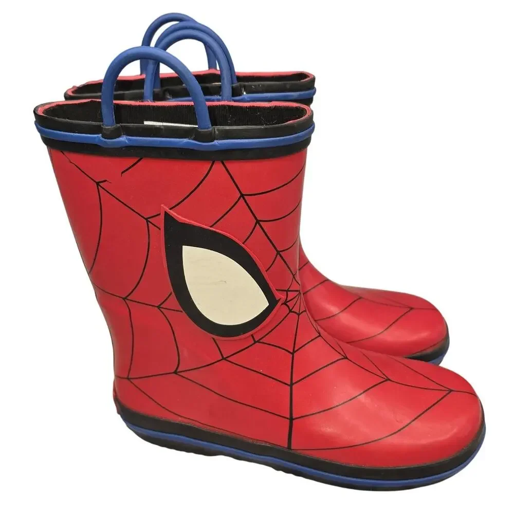 Marvel Boots Kids Size 13 Red Spider-Man Web Rain Waterproof Outdoor Pull On